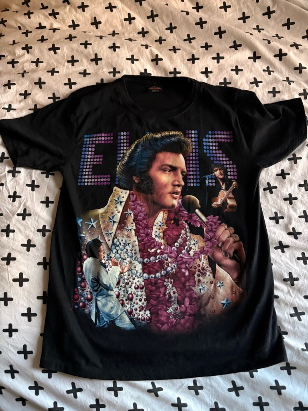 Black Graphic Elvis Tribute Short-Sleeve Tee